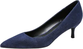 ANUFER Women's Velvet 5CM/8CM High Heels Elegant Pointed Toe Pumps Office Work Shoes