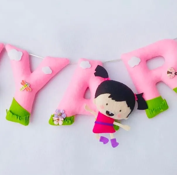 Baby Felt name banner, unicorn garland, girl banner, nursery decor, personalized gift, felt letters, baby name banner, name garland, name sign