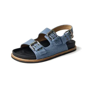 BeauToday Women's Retro Casual Denim Buckle Sandals for Summer