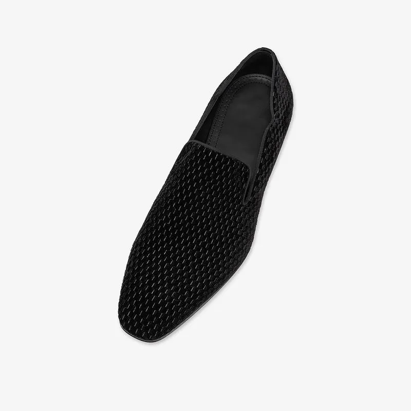 Black Velvet Low Top Slip on Loafers