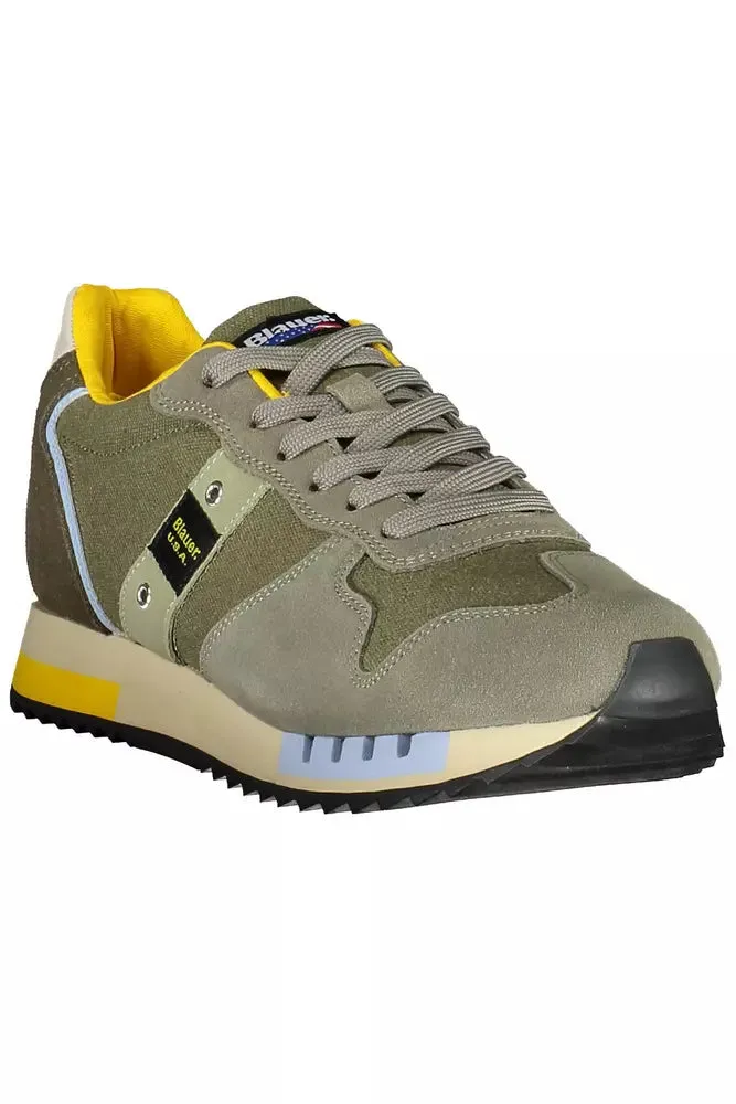 Blauer Grøn Polyester Sneakers