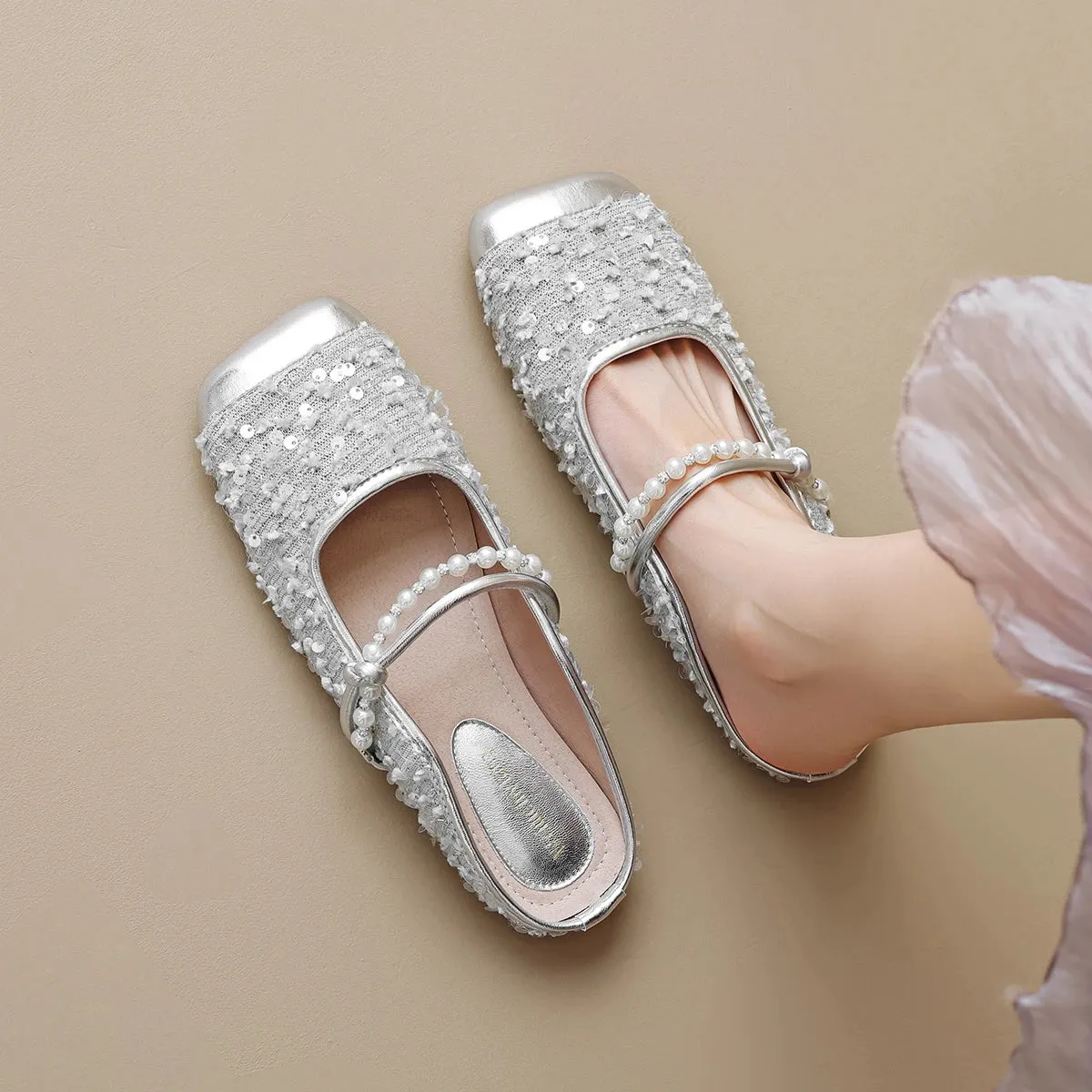 Chantelle Sequin Tweed Mules