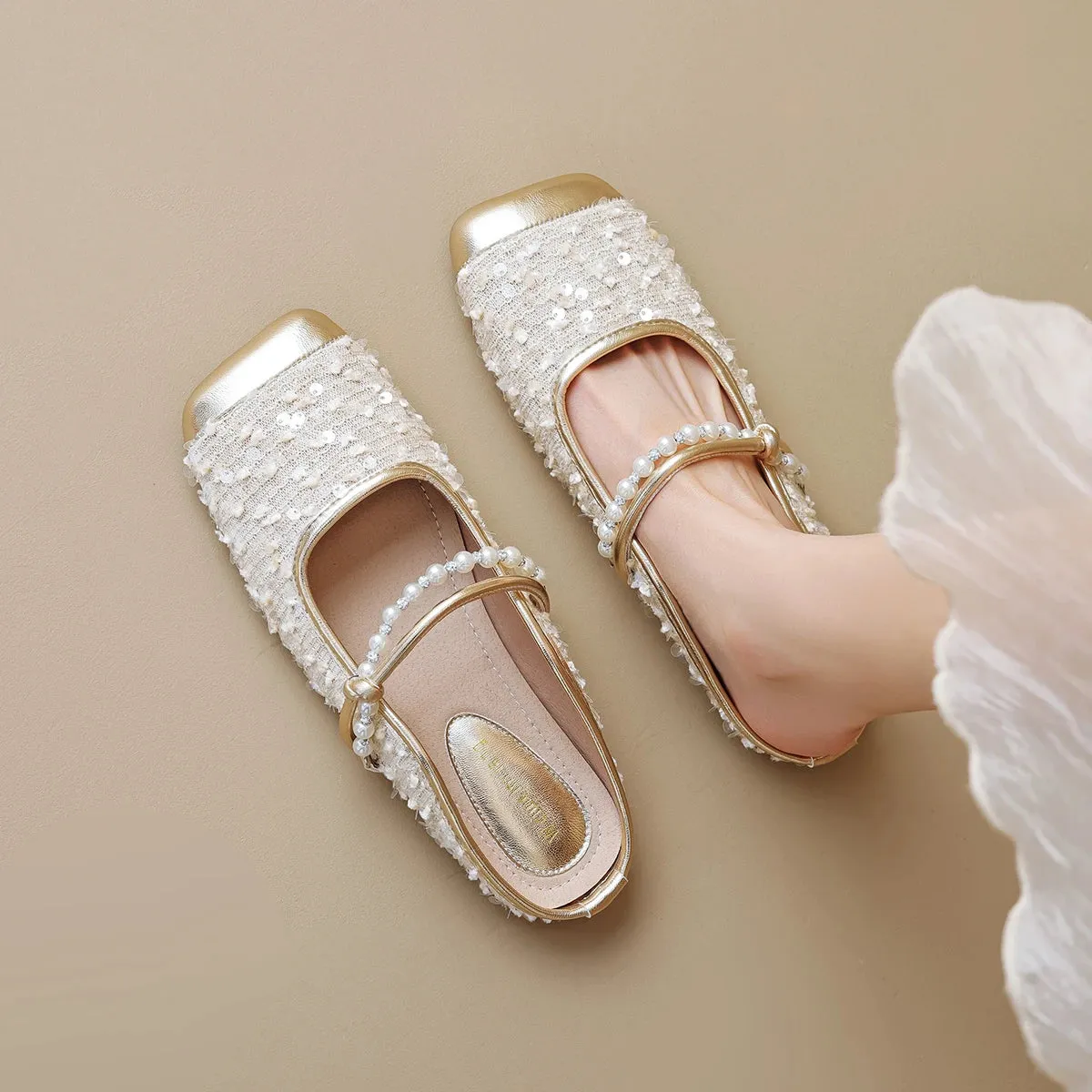 Chantelle Sequin Tweed Mules