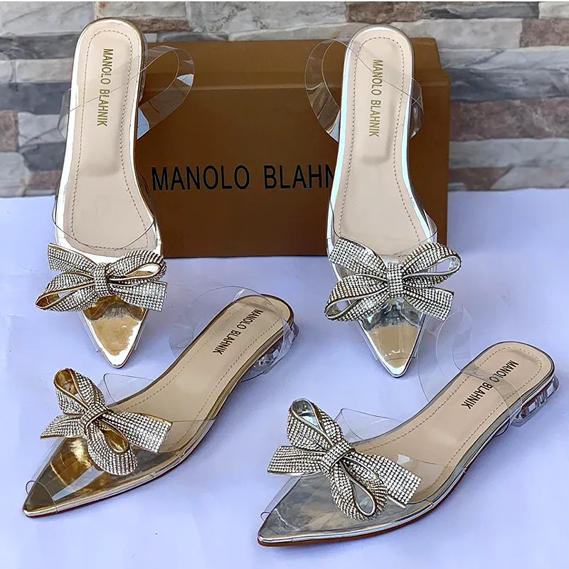 Clear Slingback Rhinestones Bow Transparent Flats- #10379 #22