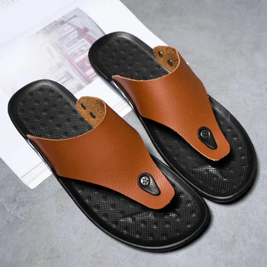 Cuzcare Men Beach Sandals Breathable Shock-resistant Summer Flip-flops