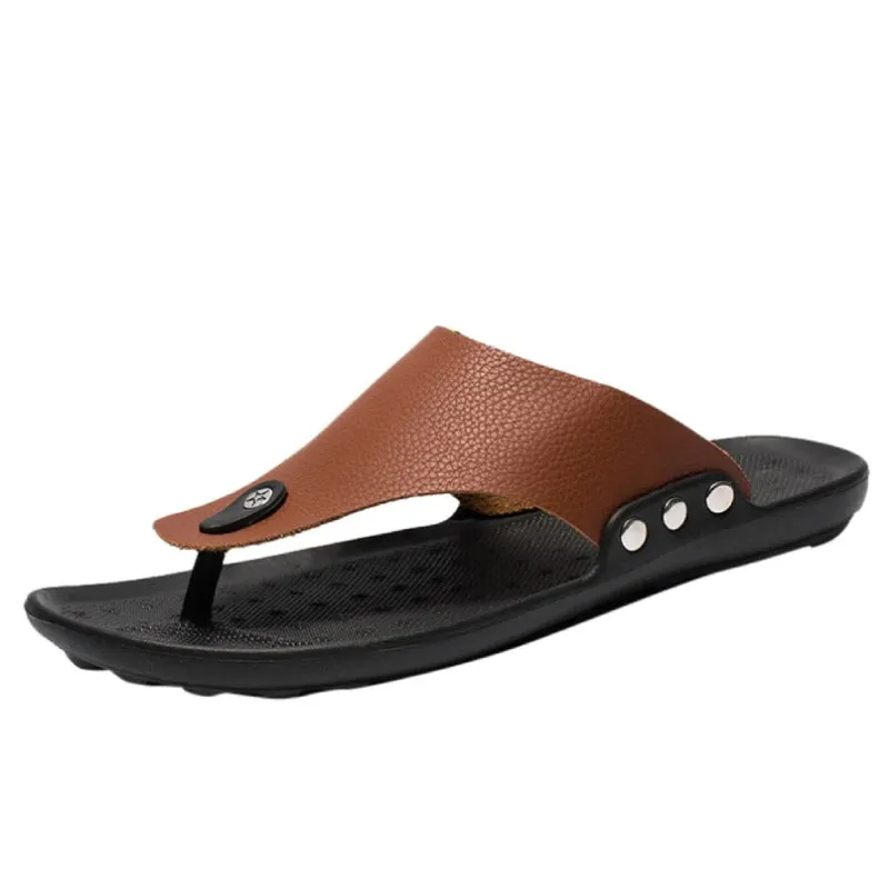 Cuzcare Men Beach Sandals Breathable Shock-resistant Summer Flip-flops