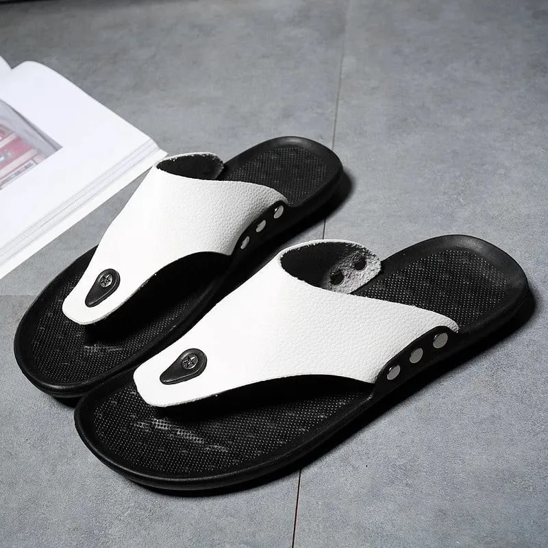 Cuzcare Men Beach Sandals Breathable Shock-resistant Summer Flip-flops