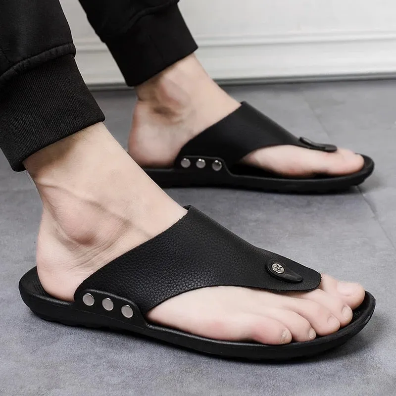 Cuzcare Men Beach Sandals Breathable Shock-resistant Summer Flip-flops