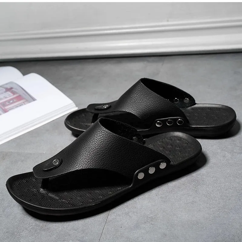 Cuzcare Men Beach Sandals Breathable Shock-resistant Summer Flip-flops