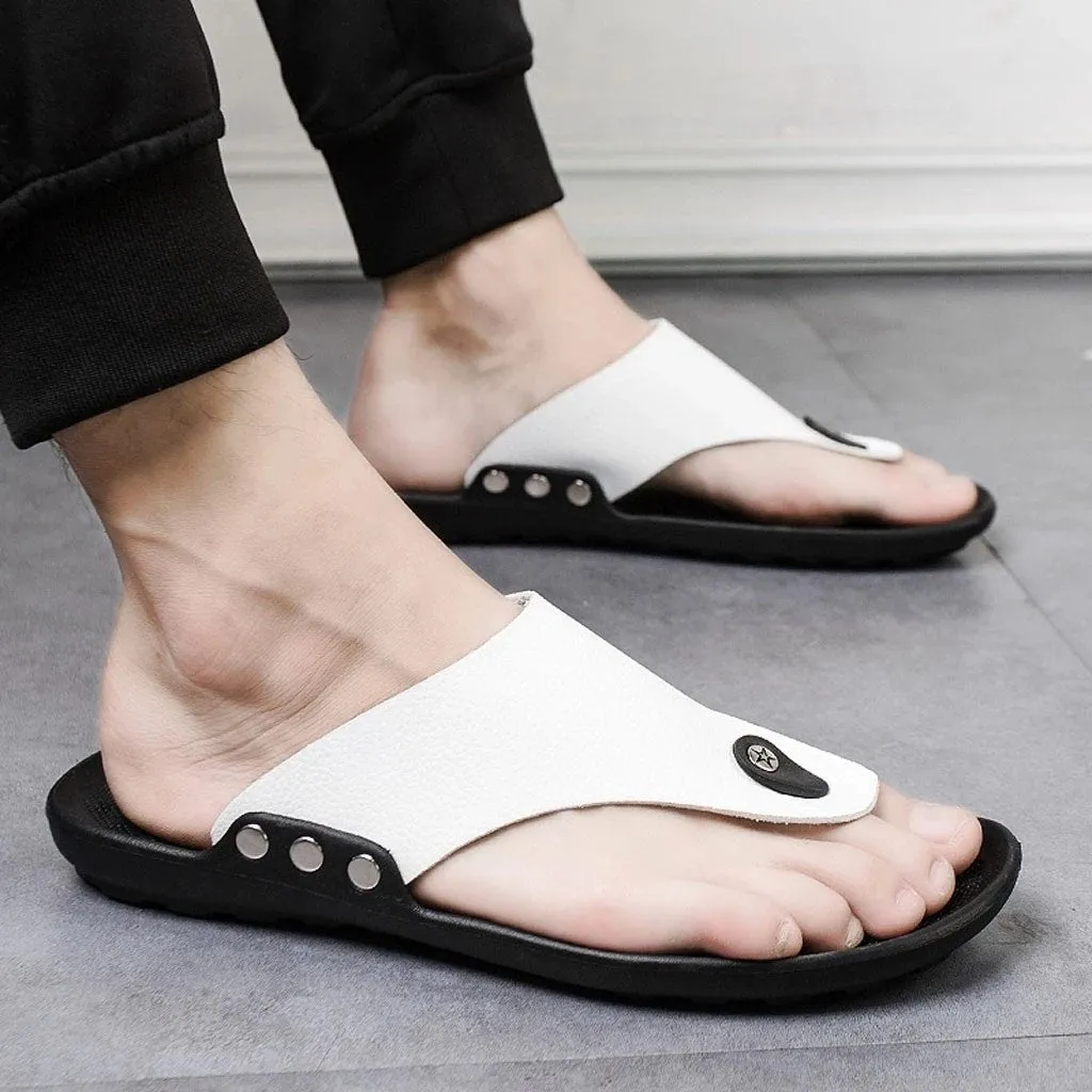 Cuzcare Men Beach Sandals Breathable Shock-resistant Summer Flip-flops