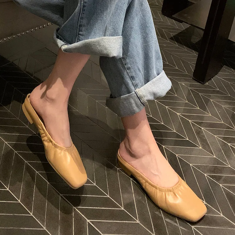 Dayanara Handmade Square Toe Flat Mules