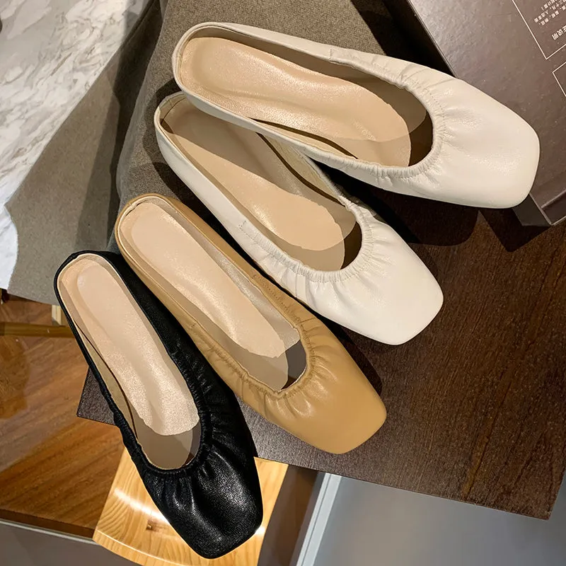 Dayanara Handmade Square Toe Flat Mules