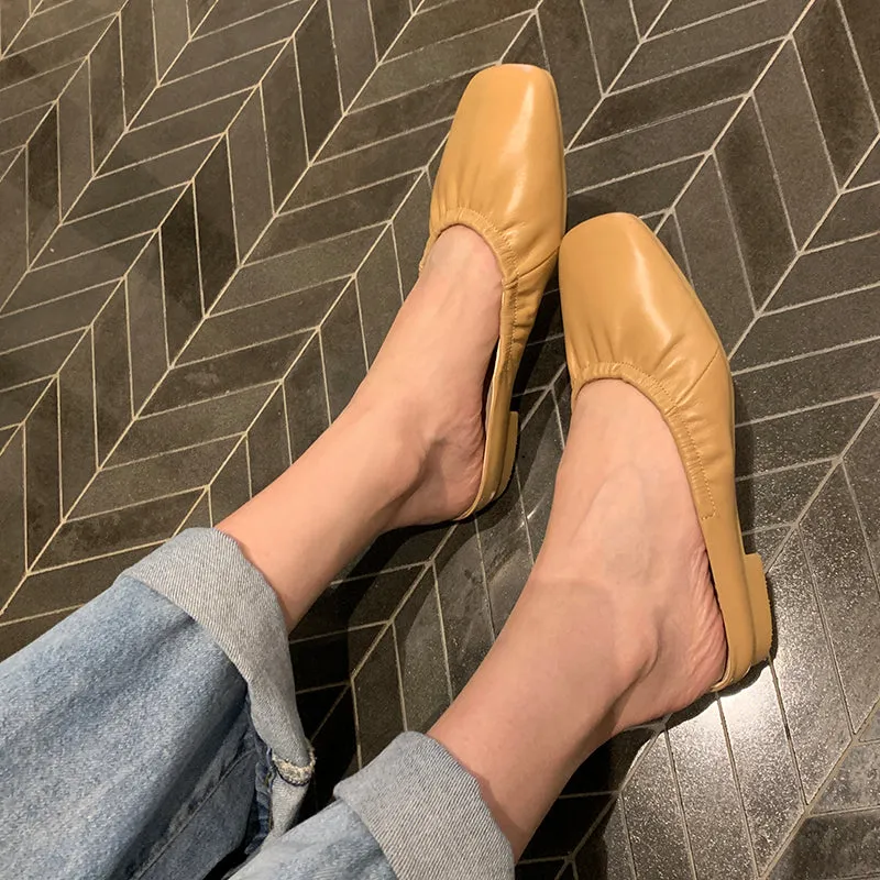 Dayanara Handmade Square Toe Flat Mules