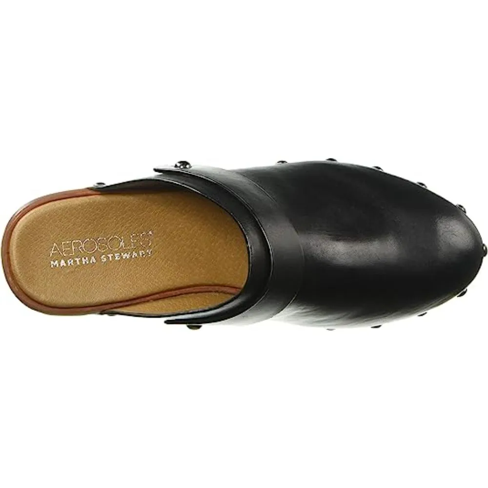 Dorian Black Leather Aerosoles Mules