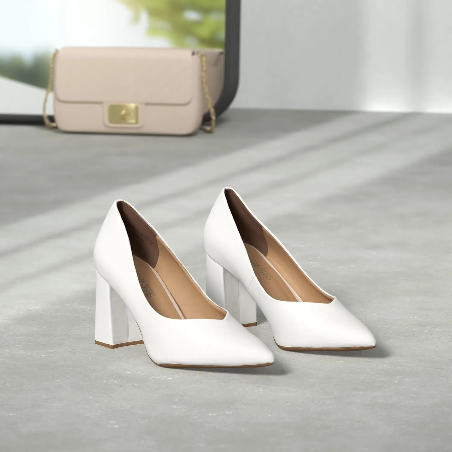DREAM PAIRS Women’s High Chunky Closed Toe Block Heels Pointed Toe Wedding Party Elegant Slip On Pumps Shoes