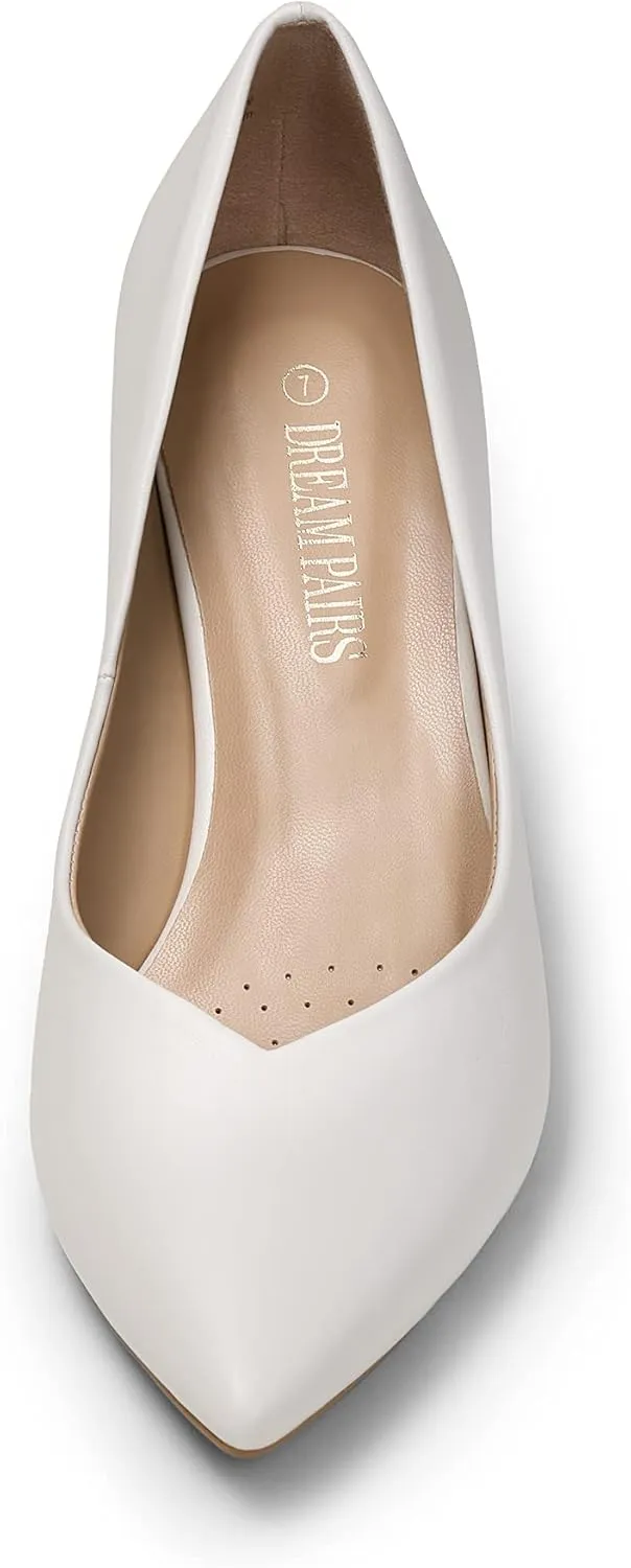 DREAM PAIRS Women’s High Chunky Closed Toe Block Heels Pointed Toe Wedding Party Elegant Slip On Pumps Shoes