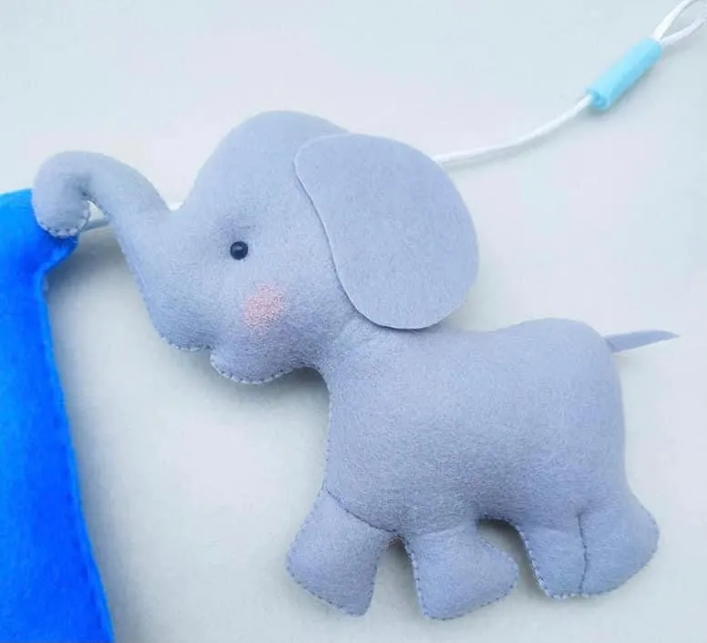 Felt name banner, blue garland, elephant banner, nursery decor, personalized gift, felt letters, baby name banner, name garland, name sign