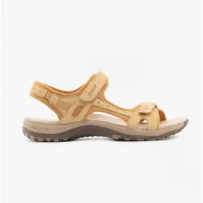 FRISCO Ladies Leather Touch Fasten Sandals Dijon