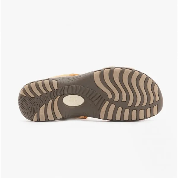 FRISCO Ladies Leather Touch Fasten Sandals Dijon