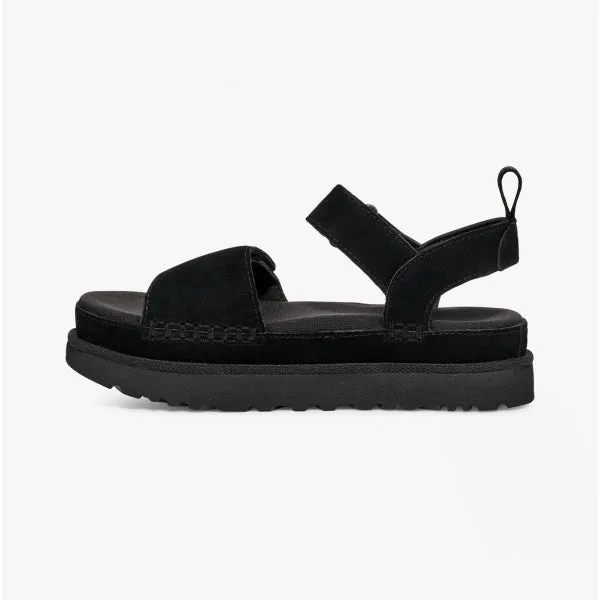 GOLDENSTAR Ladies Suede Platform Sandals Black