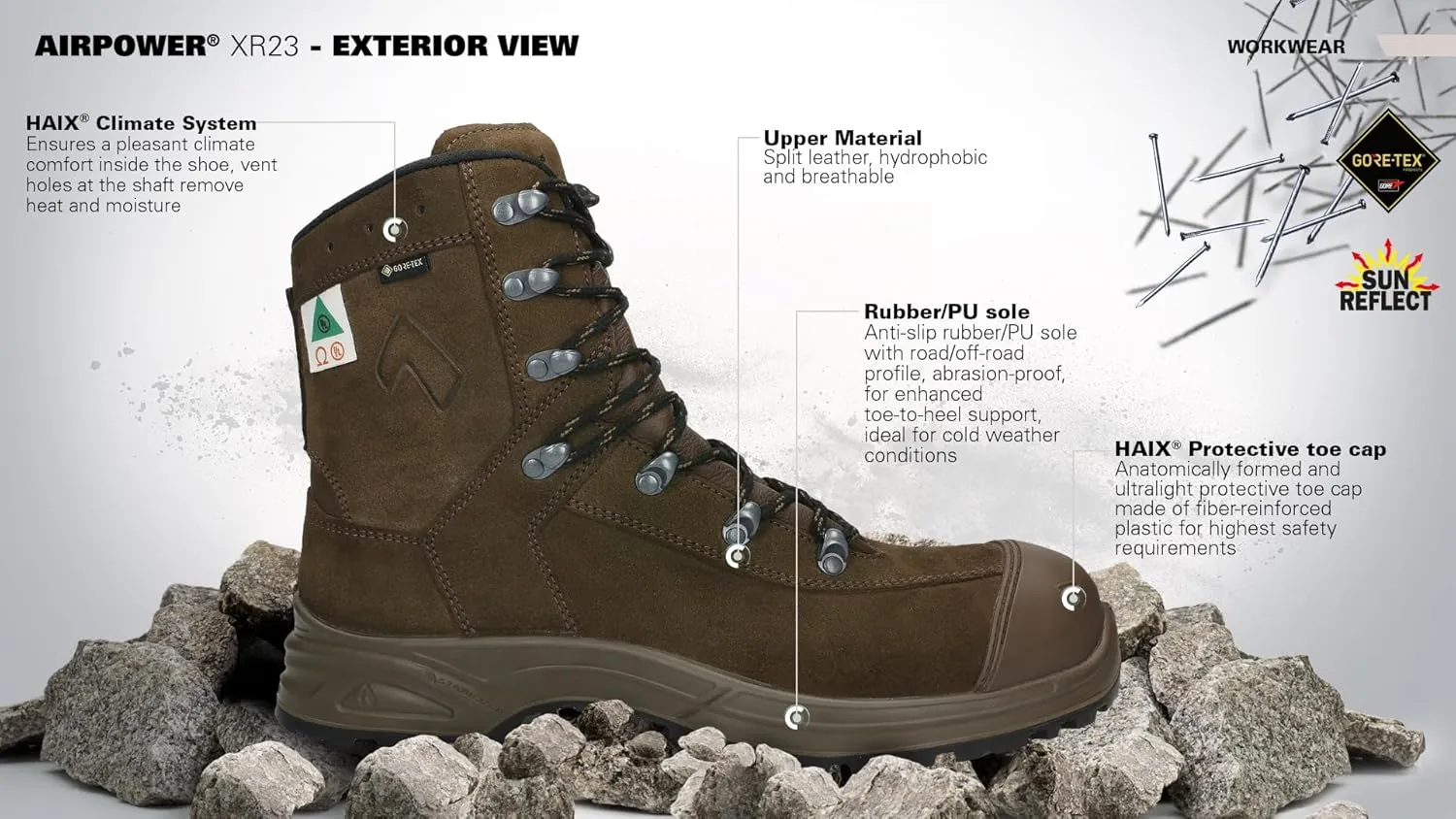 HAIX Airpower XR23 Safety Boots for Men - Composite Toe, Waterproof Boots with GORE-TEX, Durable Leather