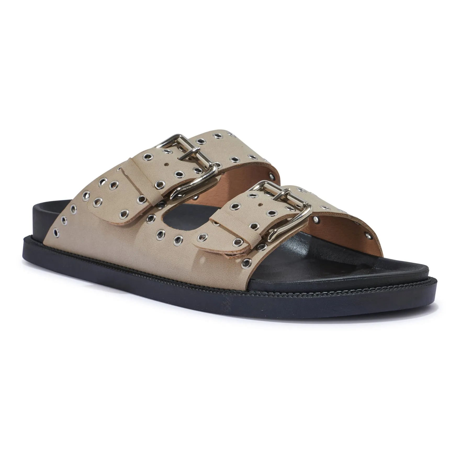 KIDMAN18 EYELET DETAIL BUCKLE SLIP ON FOOTBED MULES