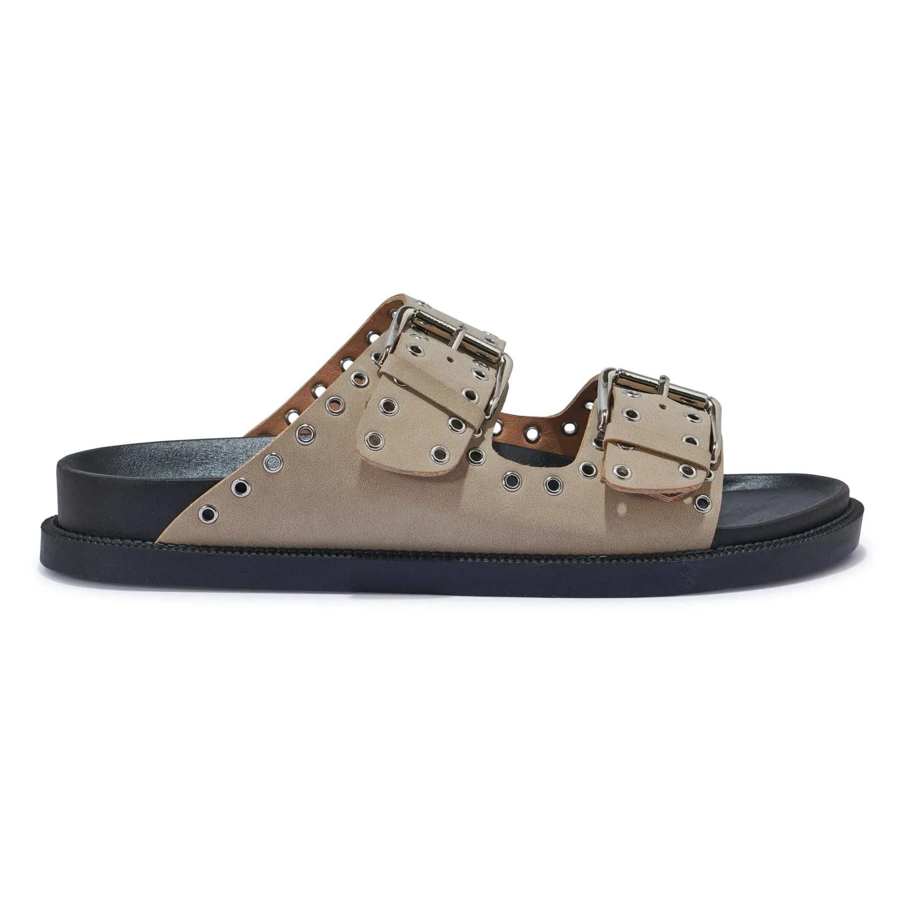 KIDMAN18 EYELET DETAIL BUCKLE SLIP ON FOOTBED MULES