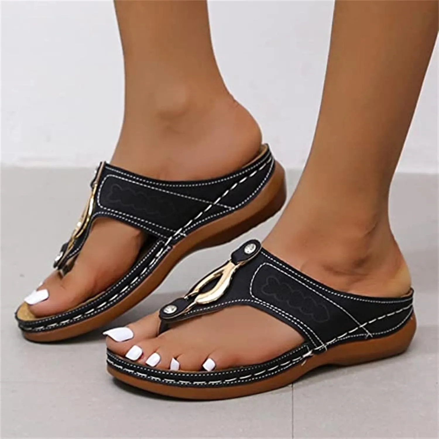 Ladmiple Sandalias para Mujer Elegantes, Sandals Women Orthopedic Open Toe Sandals Retro Anti-Slip Breathable Sandals