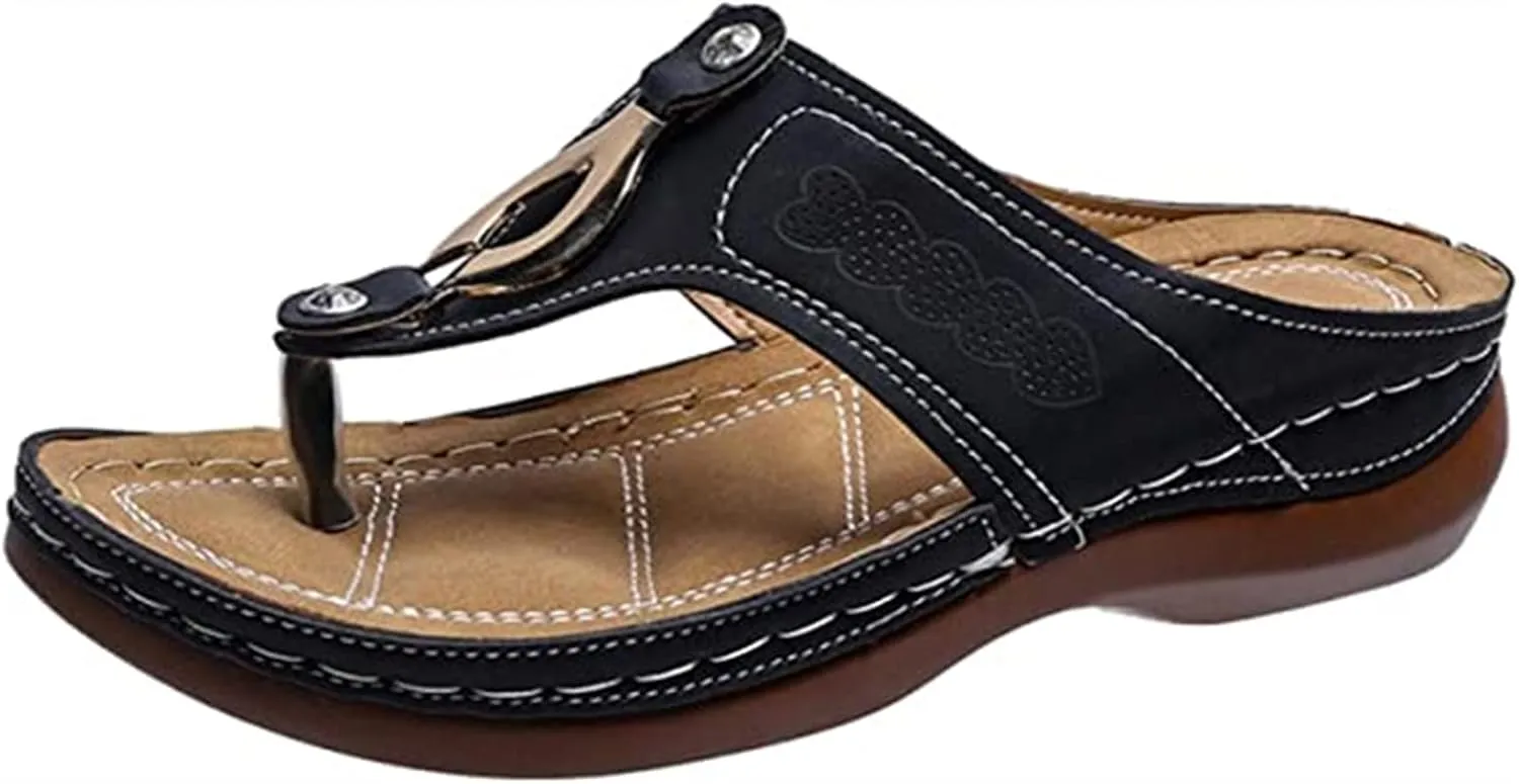 Ladmiple Sandalias para Mujer Elegantes, Sandals Women Orthopedic Open Toe Sandals Retro Anti-Slip Breathable Sandals