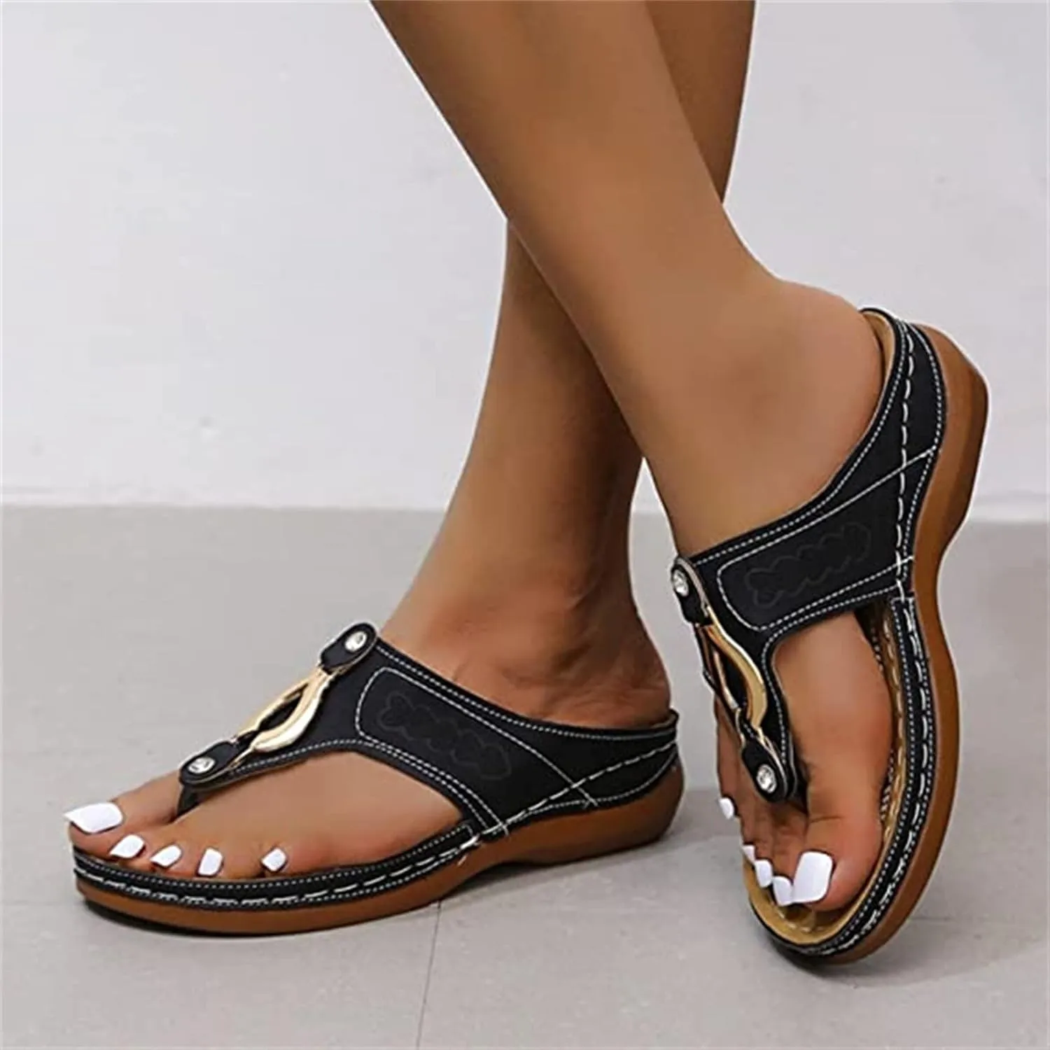 Ladmiple Sandalias para Mujer Elegantes, Sandals Women Orthopedic Open Toe Sandals Retro Anti-Slip Breathable Sandals