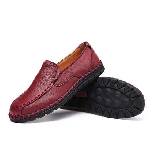 Leather Shoes Women Casual Slip On Soft Outdoor Flat Loafers