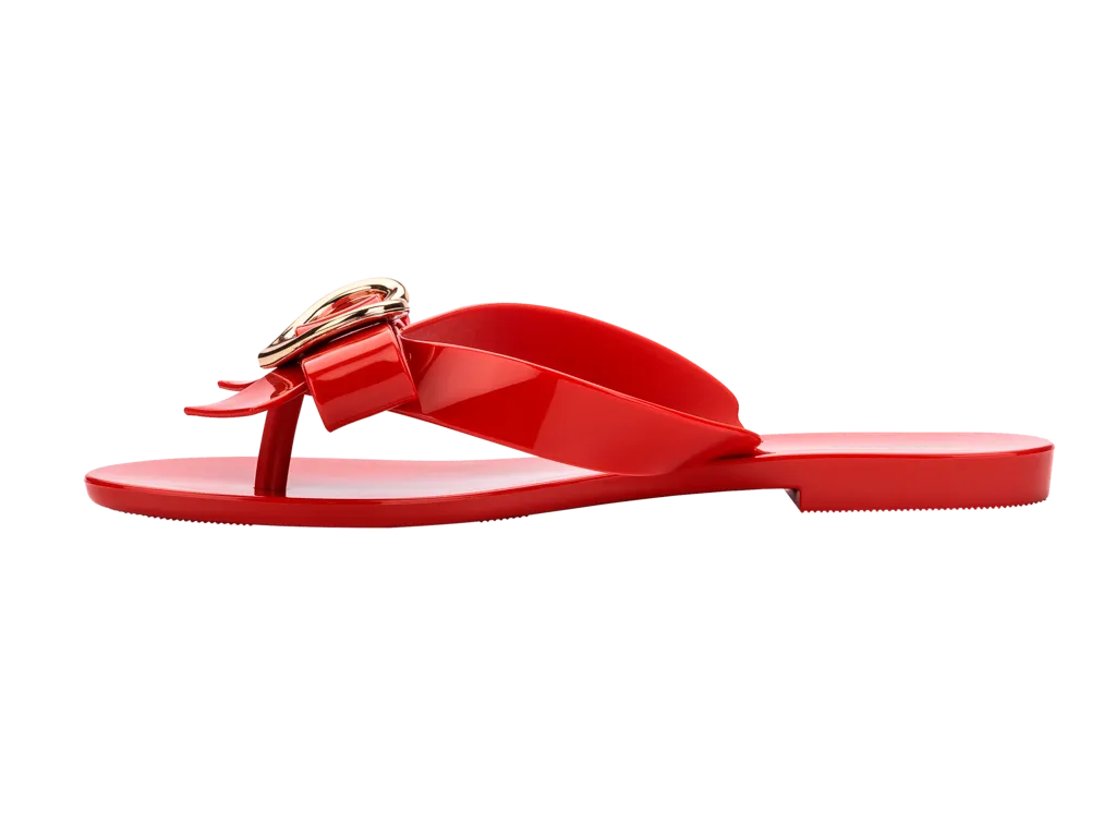Melissa Harmonic Hot AD Heart Design Red Flat FlipFlops For Women