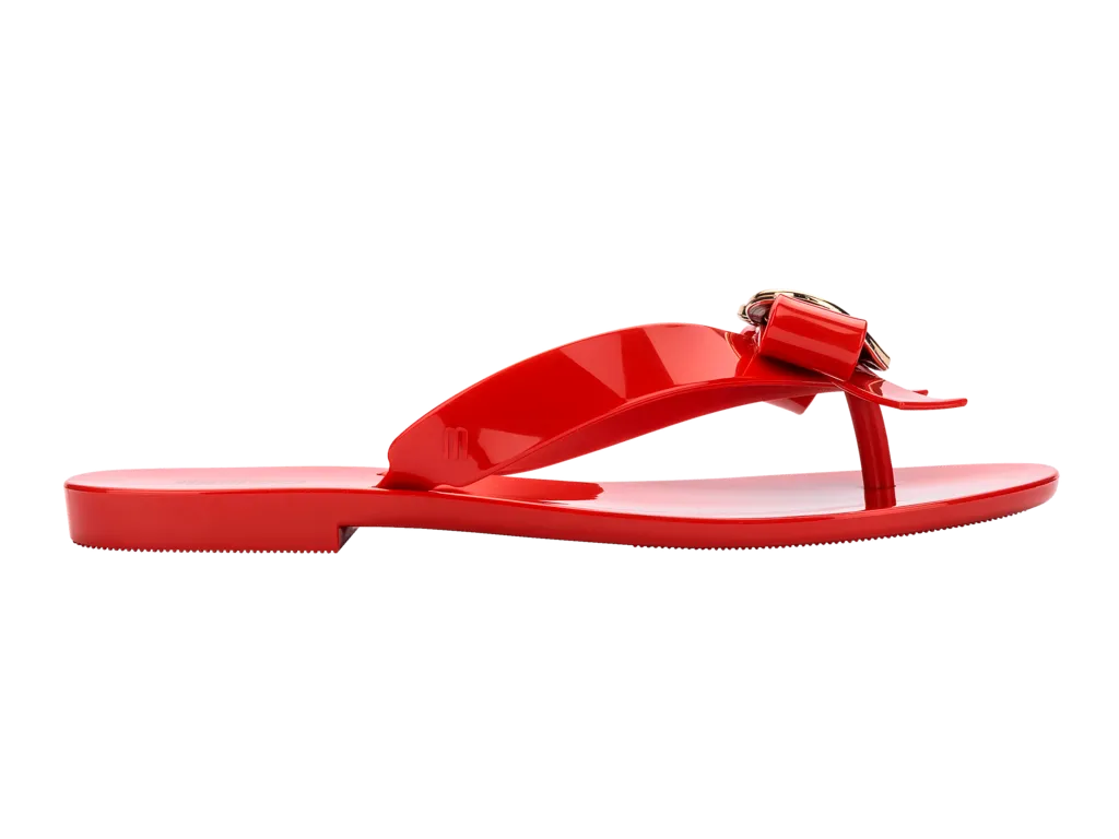 Melissa Harmonic Hot AD Heart Design Red Flat FlipFlops For Women
