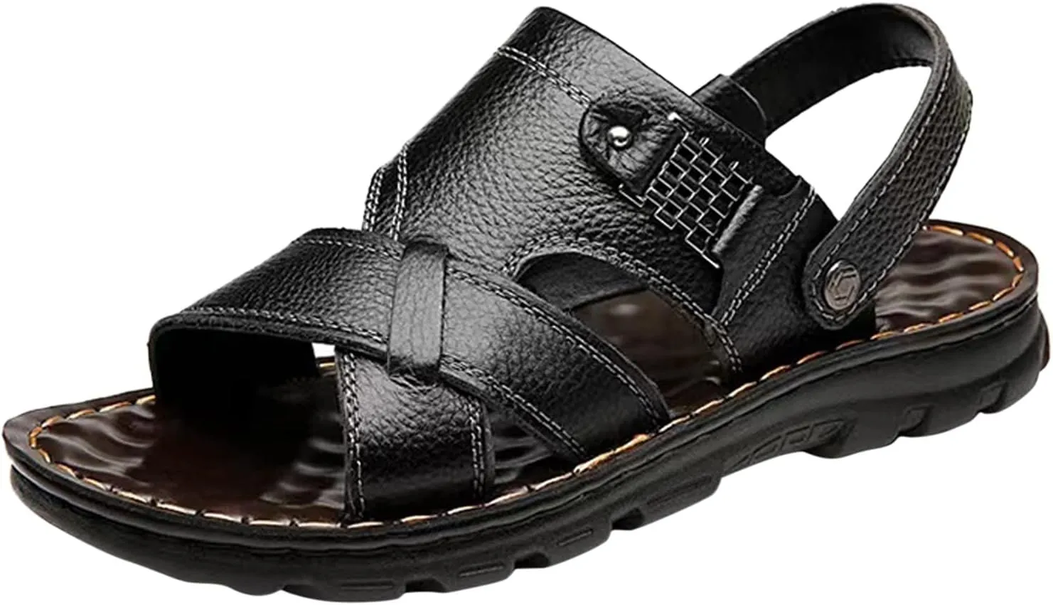 Men's Soft Sole Leather Sandals Breathable Outdoor Fisherman Shoes Open Toe Comfortable Casual Outdoor Sandals