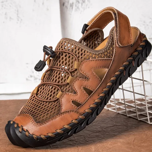 Men's Summer Outdoor Hand Stitching Breathable Mesh Casual Soft Sandals