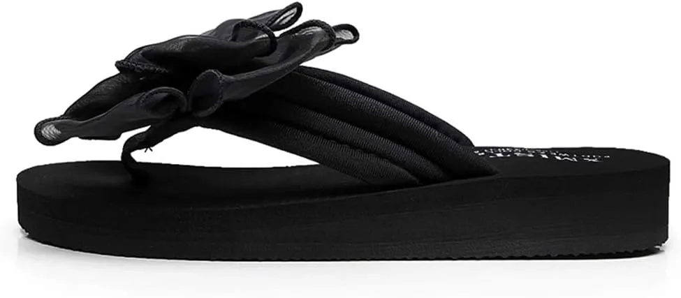 MIOKE Women's Bohemian Bowknot Flipflops Sandals Fashion Comfy Nonslip Platform Summer Beach Thong Sandal
