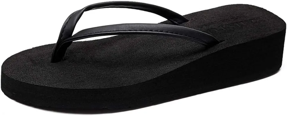 MIOKE Women's Wedge Flipflops Sandals Casual Summer Beach Non Slip Comfort Platform Flipflop Thong Sandal
