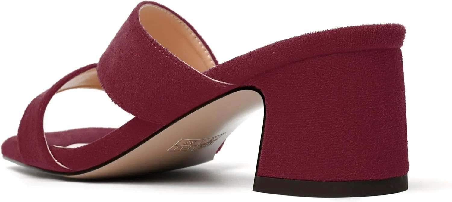 MODENCOCO Womens Dress Slip On Suede Bridal Open Toe Fashion Chunky Low Heel Heeled Sandals 2 Inch