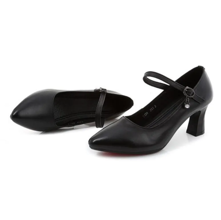 Petite Size 2 Chunky Heel Mary Jane Leather Pump Shoes DS180