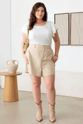 Plus Size High Waist Two Side Pocket Casual Shorts