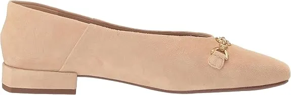 Sam Edelman Kimmi Golden Tan Squared Toe Bock Heeled Slip On Ballet Flats
