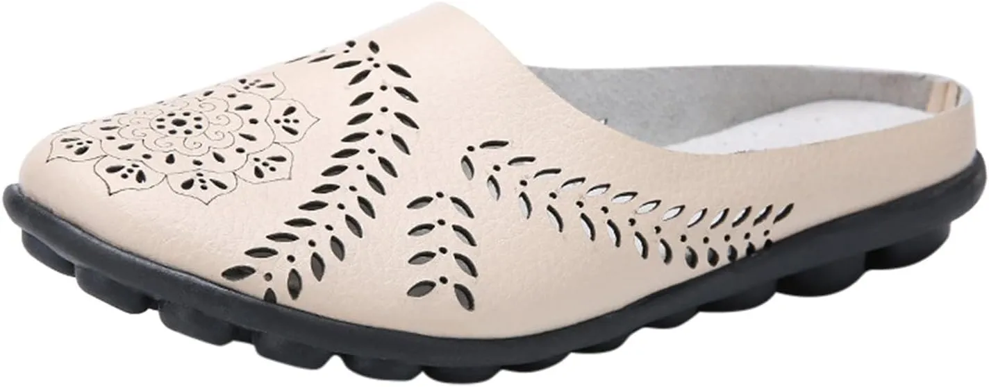 Sandals for Women Summer Breathable Flats Slippers Closed Toe Slip on Sandals Comfortable Dressy Leather Loafer2