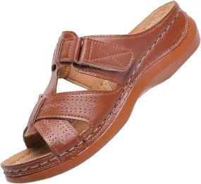 Sandals Women Platform Wedge Breathable Openwork Slip On Wide Width Striped Summer Casual Shoes