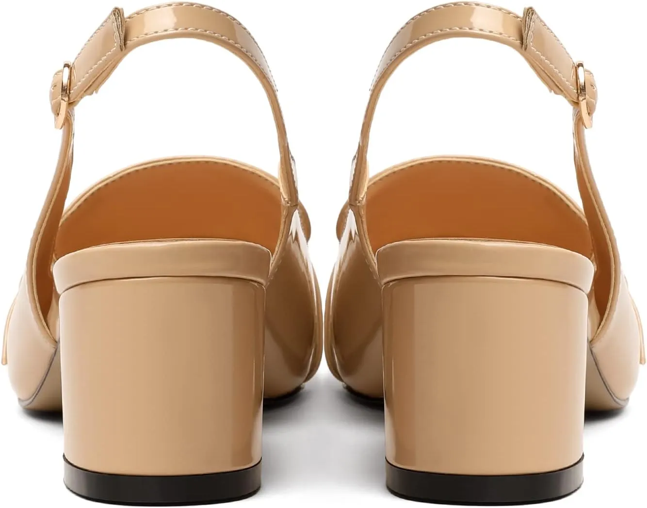 Soireelady Women Block Heel Pumps Slingback Mid Heels Adjustable Buckle Heels Elegant Formal Business Party Dressy Shoes Comfort 2Inch
