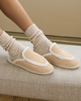 Suede Mules With Faux Fur - K11ME - Cortina Champagne Beige