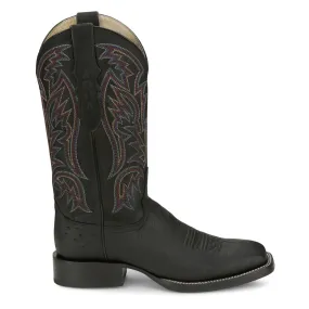 Three Bars Smooth Ostrich Wide Square Toe Cowboy Boots