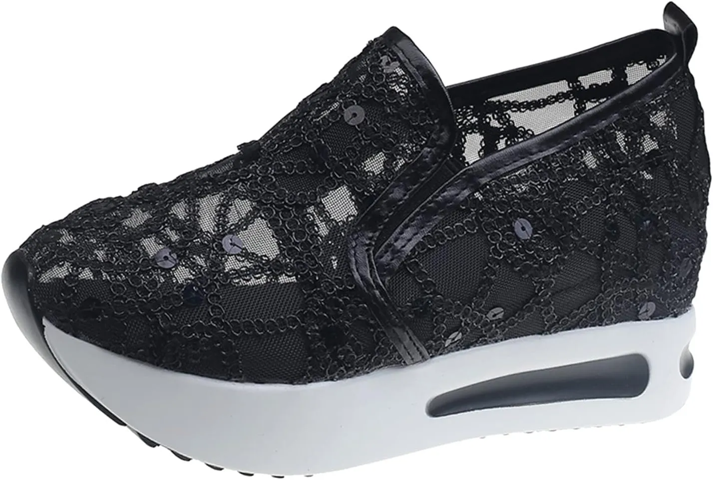Wedge Platform Sneaker for Women Ladies Fashion Breathable Knitted Mesh Pointed Flat Bottomed Casual Single Shoes for Women Casual Low Top Play Sneakers Loafers