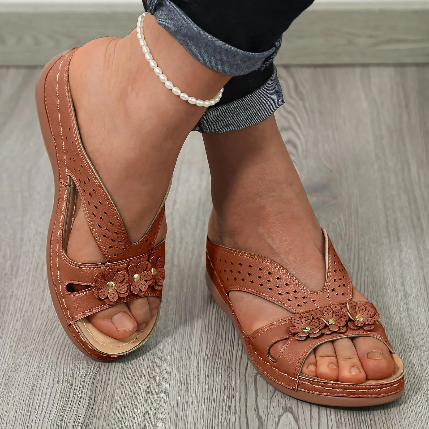 Wedge Sandals for Women Summer Beach Walking Sandals Travel Arch Support Sandals Vintage Breathable Slippers