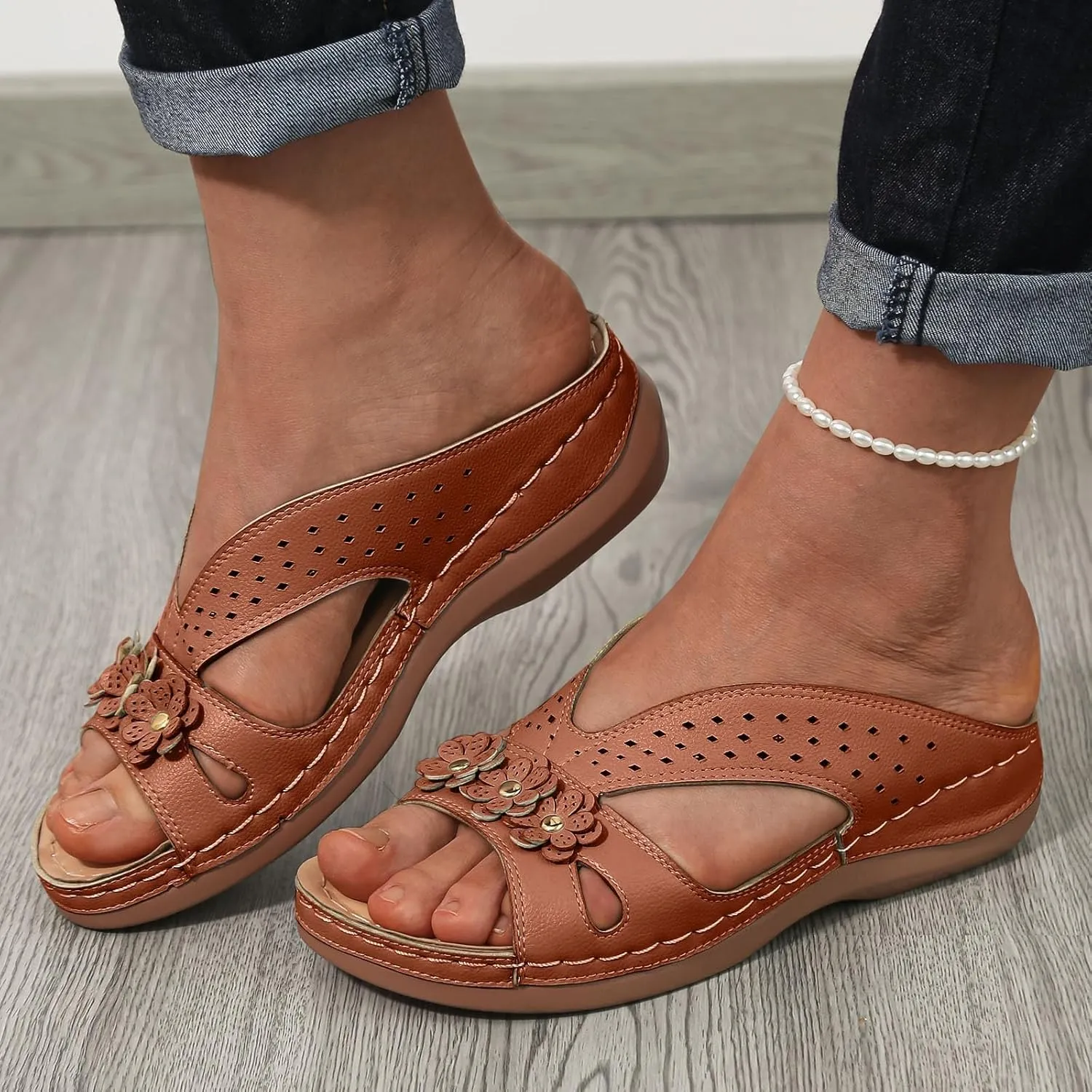 Wedge Sandals for Women Summer Beach Walking Sandals Travel Arch Support Sandals Vintage Breathable Slippers