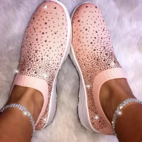 Women Sneakers Female Knitted Vulcanized Shoes Casual Slip On Ladies Flat Shoe Mesh Trainers Soft Walking Footwear Zapatos Mujer